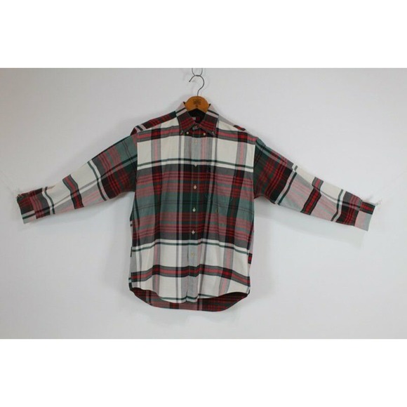 Tommy Hilfiger Long sleeve button down Shirt Red Green Plaid Mens M 100% Cotton - Picture 5 of 5